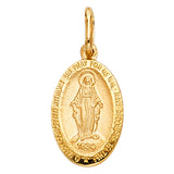 14K Yellow Gold 13mm Guadalupe Religious Pendant