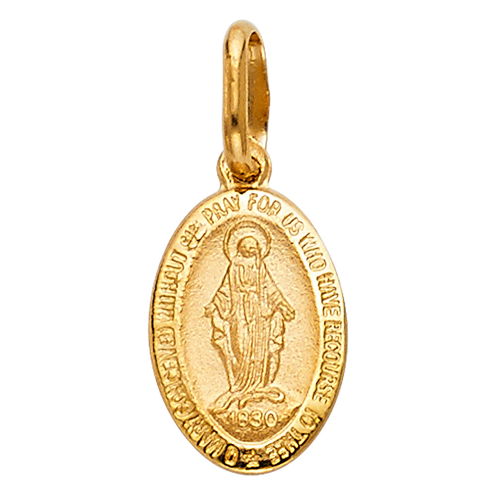 14K Yellow Gold 10mm Guadalupe Religious Pendant