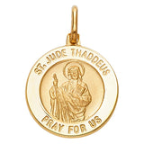 14K Yellow Gold 20mm St. Jude Thaddeus Religious Pendant