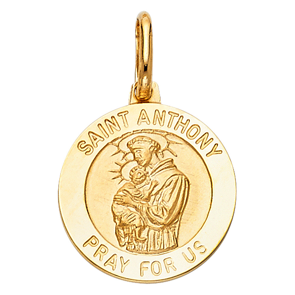 14K Yellow Gold 15mm St. Anthony Religious Pendant