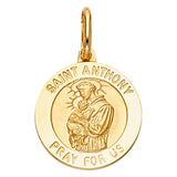 14K Yellow Gold 15mm St. Anthony Religious Pendant