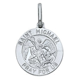 14K White Gold 15mm St. Michael Religious Pendant