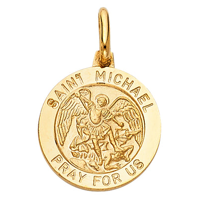 14K Yellow Gold 15mm St. Michael Religious Pendant