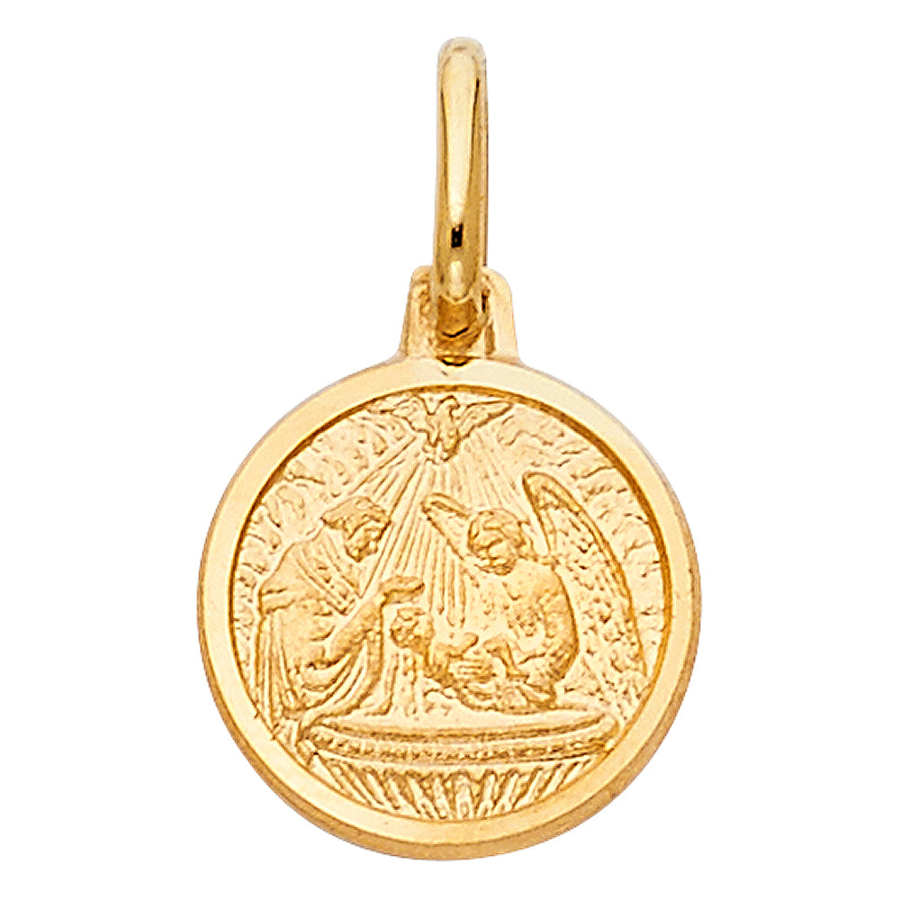 14K Yellow Gold 15mm Baptism Religious Pendant