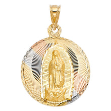 Load image into Gallery viewer, 14K Tri Color 27mm DC Guadlupe Stamp Religious Pendant