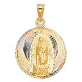 14K Tri Color 27mm DC Guadlupe Stamp Religious Pendant