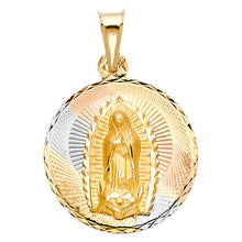 Load image into Gallery viewer, 14K Tri Color 20mm DC Guadlupe Stamp Religious Pendant