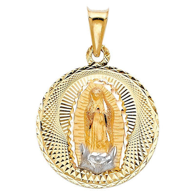 14K Tri Color 20mm DC Guadlupe Stamp Religious Pendant