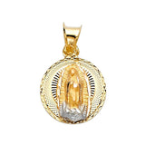 14K Tri Color 12mm DC Guadlupe Stamp Religious Pendant