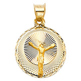 14K Yellow Gold 15mm DC Jesus Stamp Religious Pendant