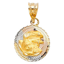 Load image into Gallery viewer, 14K Tri Color 12mm DC Stamp Baptism Religious Pendant - silverdepot