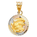 14K Tri Color 12mm DC Stamp Baptism Religious Pendant