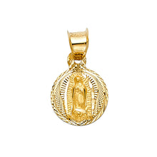 Load image into Gallery viewer, 14K Yellow Gold 10mm DC Guadlupe Stamp Religious Pendant