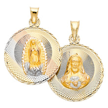 Load image into Gallery viewer, 14K Tri Color 23mm DC Double Side Stamp Religious Pendant