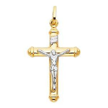 Load image into Gallery viewer, 14K Two Tone 20mm Jesus Religious Crucifix Cross Pendant