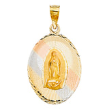 14K Tri Color 22mm DC Guadlupe Stamp Religious Pendant