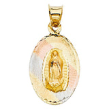 14K Tri Color 14mm DC Guadlupe Stamp Religious Pendant