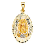 14K Tri Color 17mm DC Guadlupe Stamp Religious Pendant