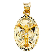 Load image into Gallery viewer, 14K Two Tone 14mm DC Jesus Stamp Religious Pendant