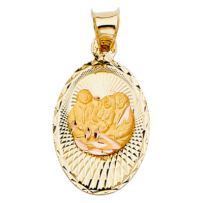 14K Yellow Gold 14mm DC Baptism Stamp Religious Pendant