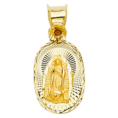 14K Yellow Gold 10mm DC Guadlupe Stamp Religious Pendant