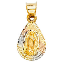 Load image into Gallery viewer, 14K Tri Color 10mm DC Guadlupe Stamp Religious Pendant - silverdepot