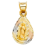 14K Tri Color 10mm DC Guadlupe Stamp Religious Pendant