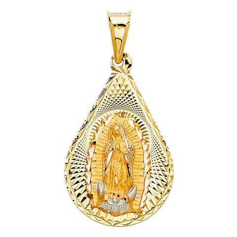 14K Tri Color 18mm DC Guadlupe Stamp Religious Pendant