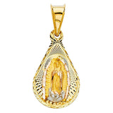 14K Tri Color 12mm DC Guadlupe Stamp Religious Pendant
