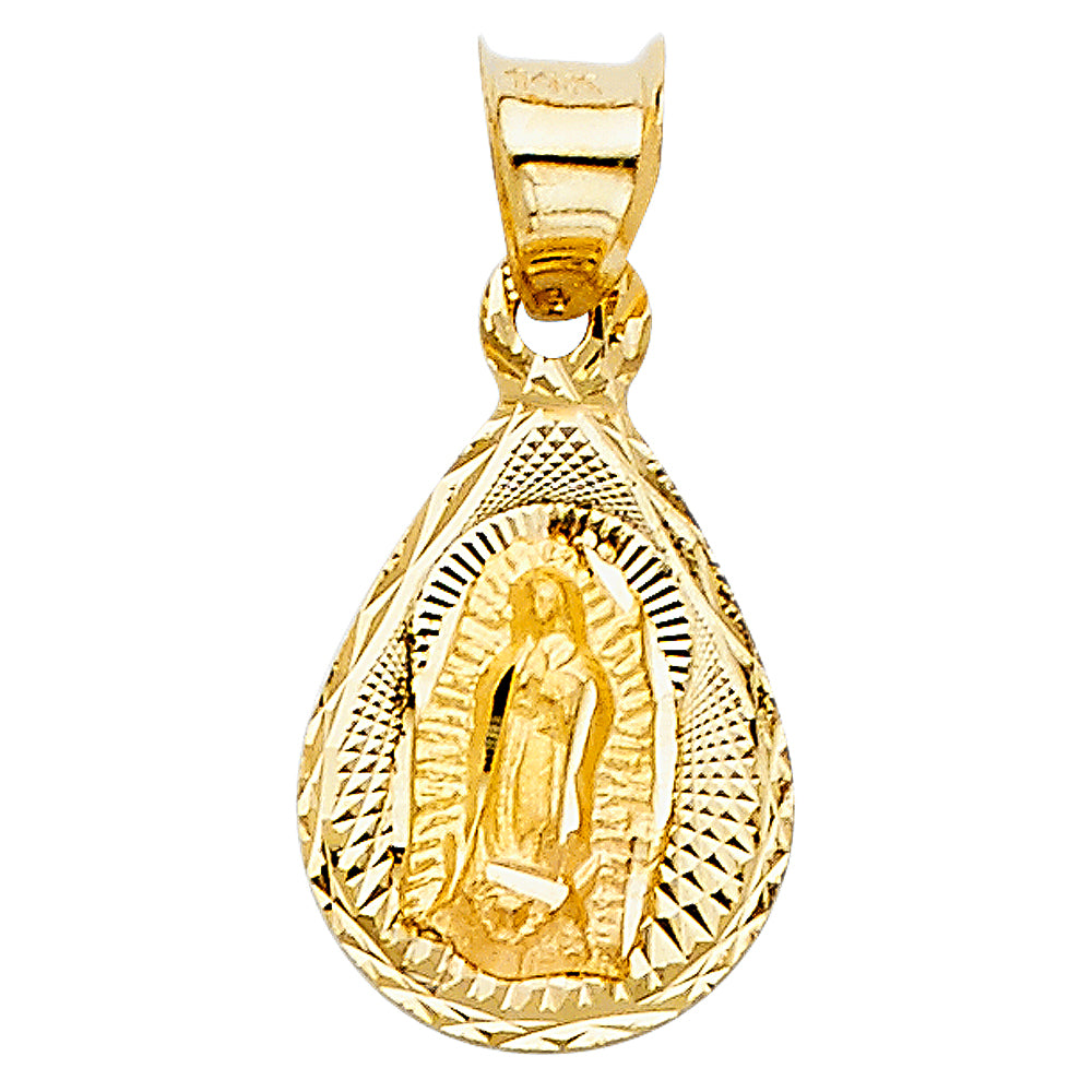 14KYellow Gold 10mm DC Guadlupe Stamp Religious Pendant