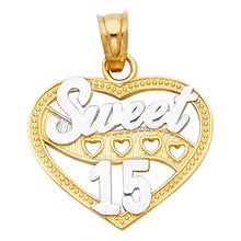 Load image into Gallery viewer, 14K Two Tone 17mm 15 Years Years Heart Pendant