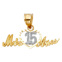 Load image into Gallery viewer, 14K Two Tone 25mm Sweet 15 Years Pendant