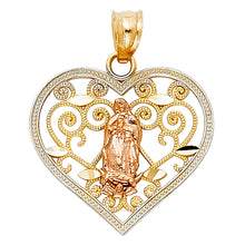 Load image into Gallery viewer, 14K Tricolor RELIGIOUS HEART PENDANT