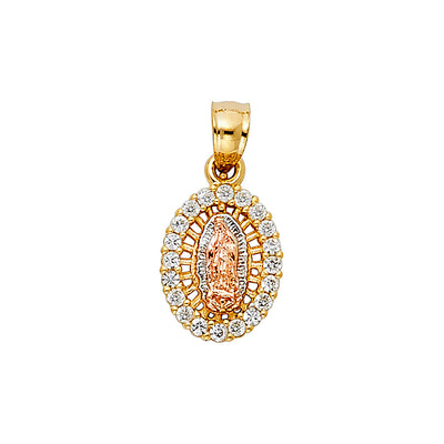 14K Tricolor CZ RELIGIOUS PENDANT