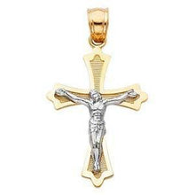 Load image into Gallery viewer, 14K Gold 18mm Two Tone Jesus Crucifix Cross Religious Pendant - silverdepot