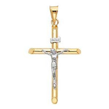 Load image into Gallery viewer, 14K Two Tone 20mm Jesus Religious Cross Crucifix Pendant