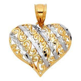 14k Two Tone Gold 20mm Heart Assorted Pendant