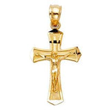 14K Yellow Gold 13mm Jesus Crucifix Cross Religious Pendant