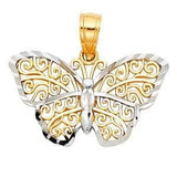 14K Gold Two Tone 20mm Butterfly Pendant