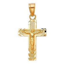 Load image into Gallery viewer, 14K Yellow Gold 12mm Jesus Crucifix Cross Religious Pendant