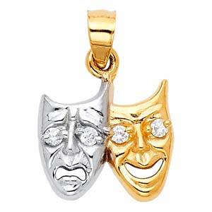 14k Two Tone Gold 15mm Two Face Assorted Pendant