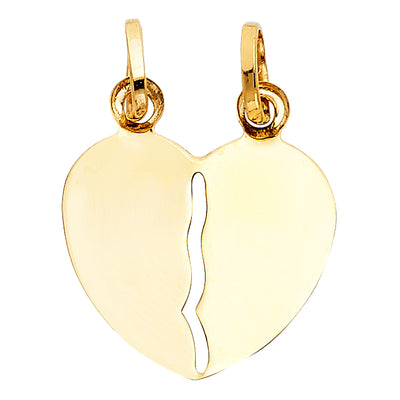 14K Yellow Gold 20mm Broken Heart Pendant