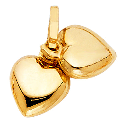 14K Yellow Gold 20mm Double Heart Pendant
