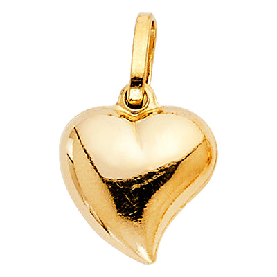 14K Yellow Gold 13mm Heart Pendant
