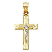 Load image into Gallery viewer, 14K Gold 11mm Two Tone Jesus Crucifix Cross Religious Pendant - silverdepot