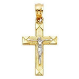 14K Gold 11mm Two Tone Jesus Crucifix Cross Religious Pendant