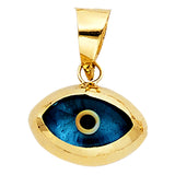 14K Yellow Gold 15mm Evil Eye Pendant