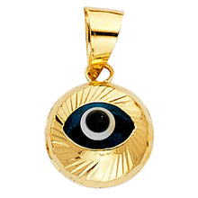 Load image into Gallery viewer, 14K Yellow Gold 10mm Evil Eye Fluted Pendant