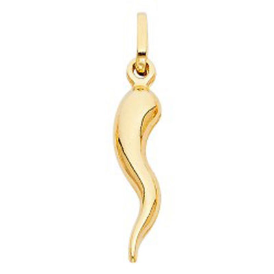 14K Yellow Gold 8mm Cornicello Italian Horn Pendant