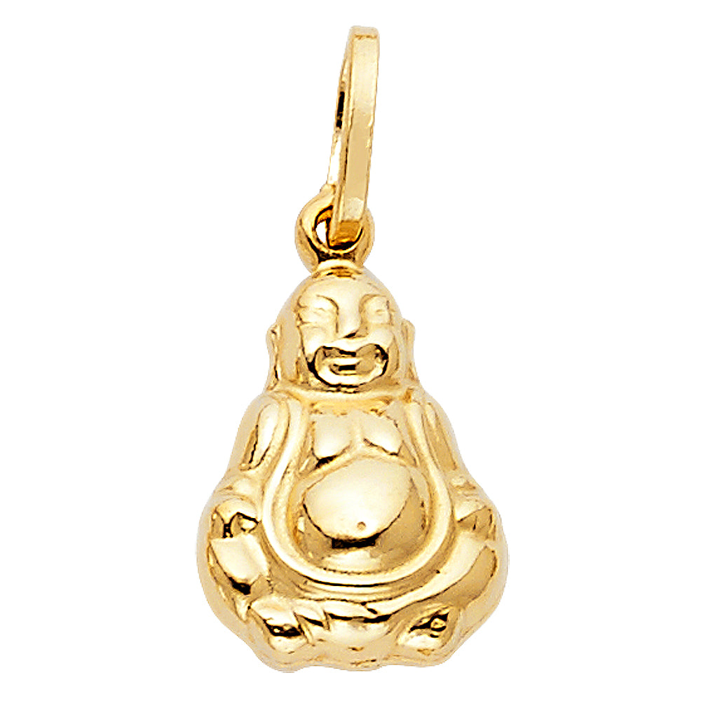 14K Yellow Gold 10mm Buddha Pendant